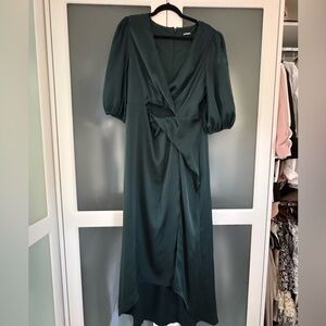 Express Deep Green Long Sleeve Cut Out Dress
